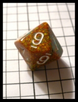 Dice : Dice - 10D - Chessex Gold with Yellow Green and Red Speckle and White Numerals - Ebay June 2010